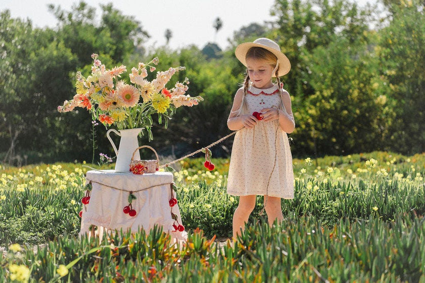 Crochet Collar Dress in Red Dot/Cherry