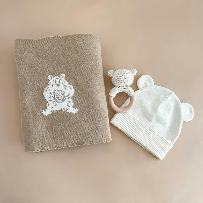 Honey Bear Hat Teether Gift Set