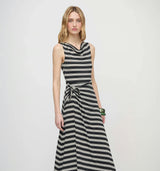 The Jayne Dress - Black/Ivory Stripe