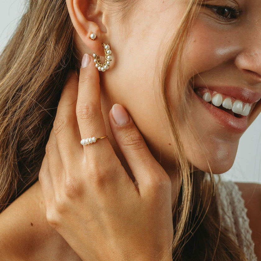 Mini Pearl Hoops