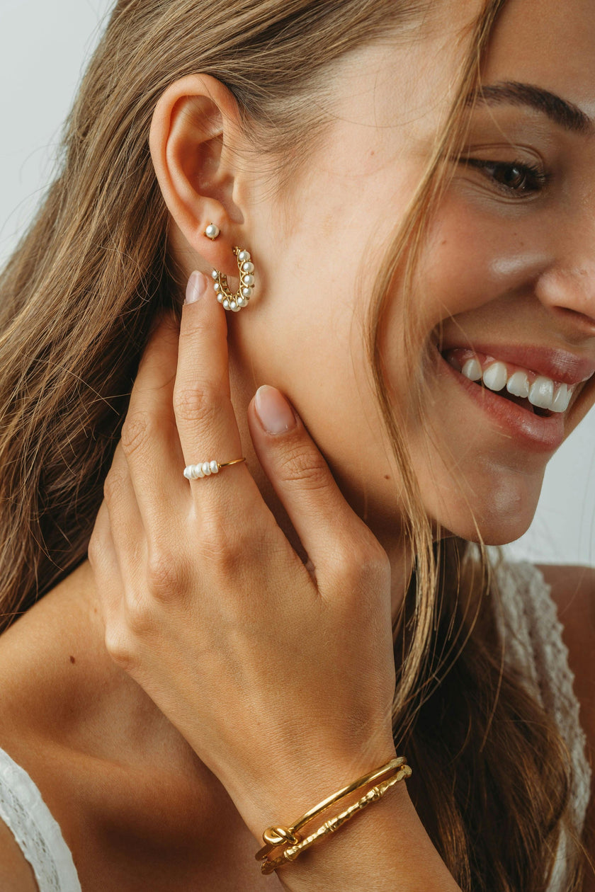 Mini Pearl Hoops