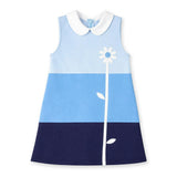 Colorblock Knit Dress With Flower