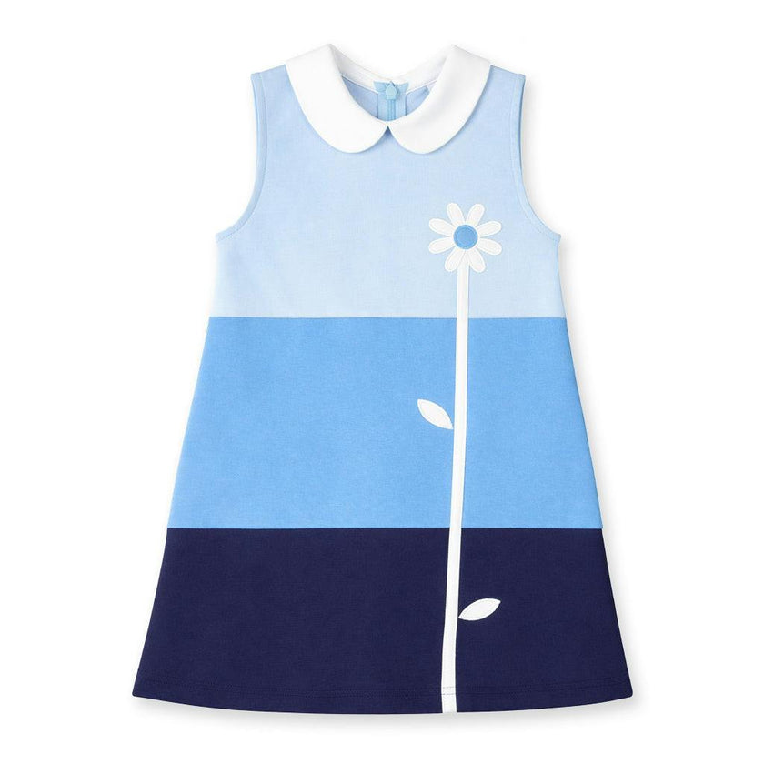 Colorblock Knit Dress With Flower