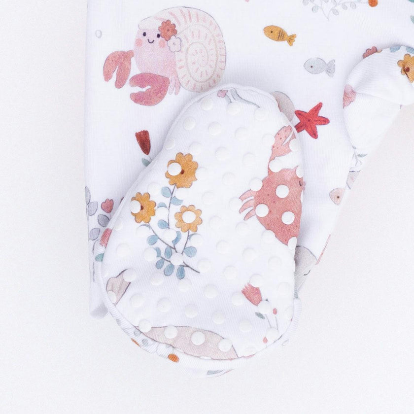 Garden Sea Creatures - 2 Way Ruffle Back Zipper Footie