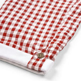 Maroon Check Seersucker Overalls