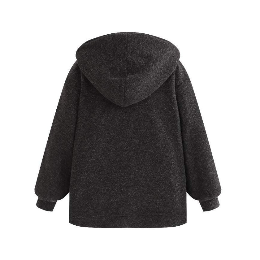 Dark Gray Half-Zip Hooded Sweatshirt