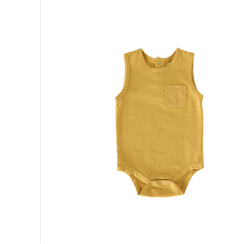 Vintage Washed Tank One-Piece, Yellow