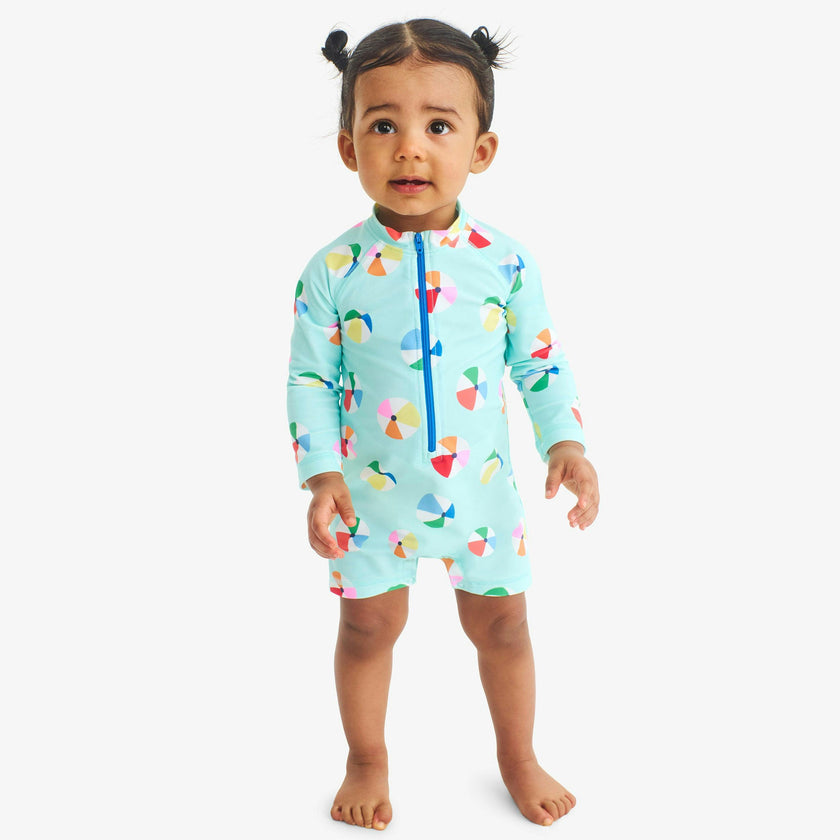 Clearance baby one-piece rash guard in beach balls