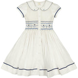 Riviera White Short Sleeve Smocked Dress