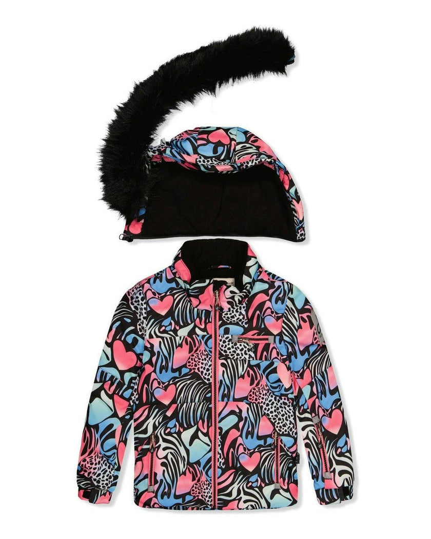 Two Piece Play Snowsuit Black Zebra Print With Pink Pants