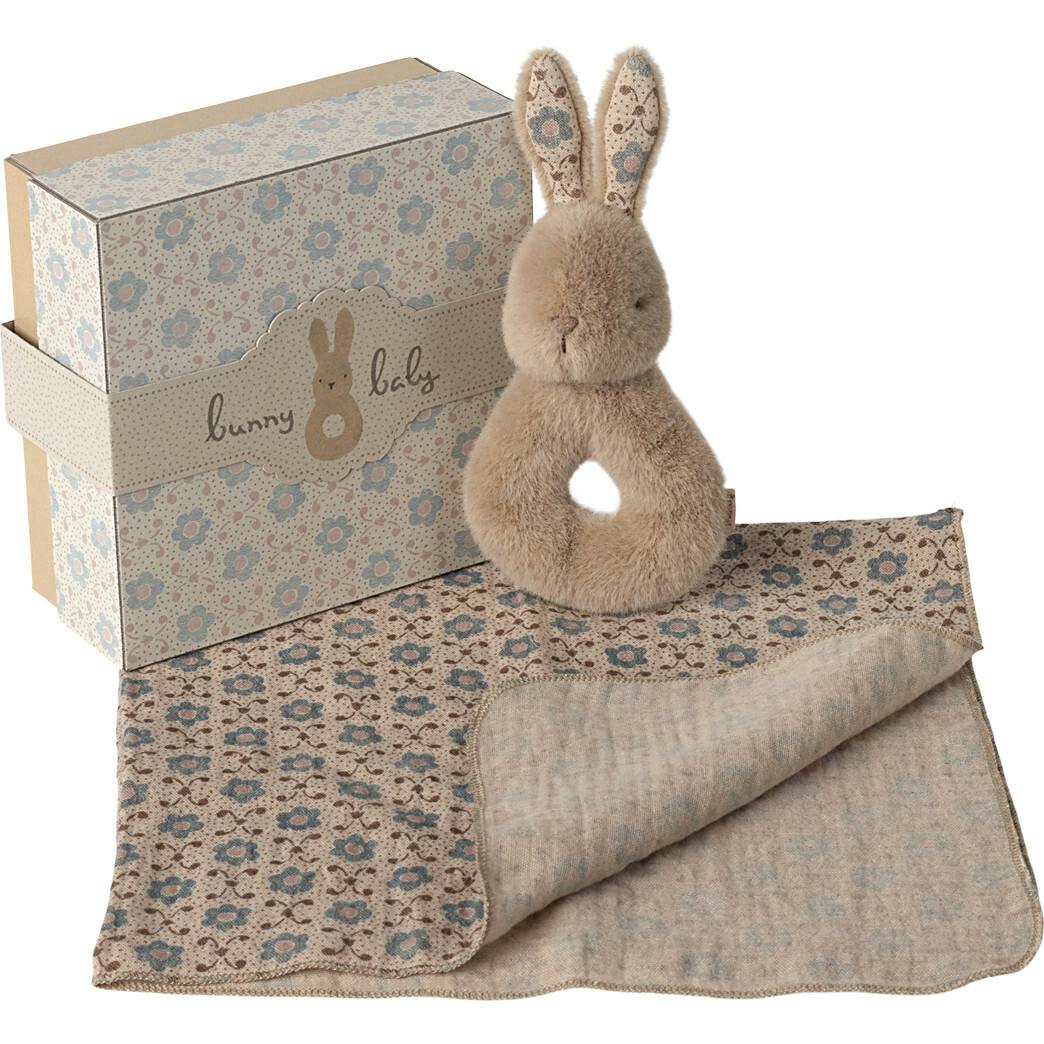 Rabbit rattle set - Cream peach