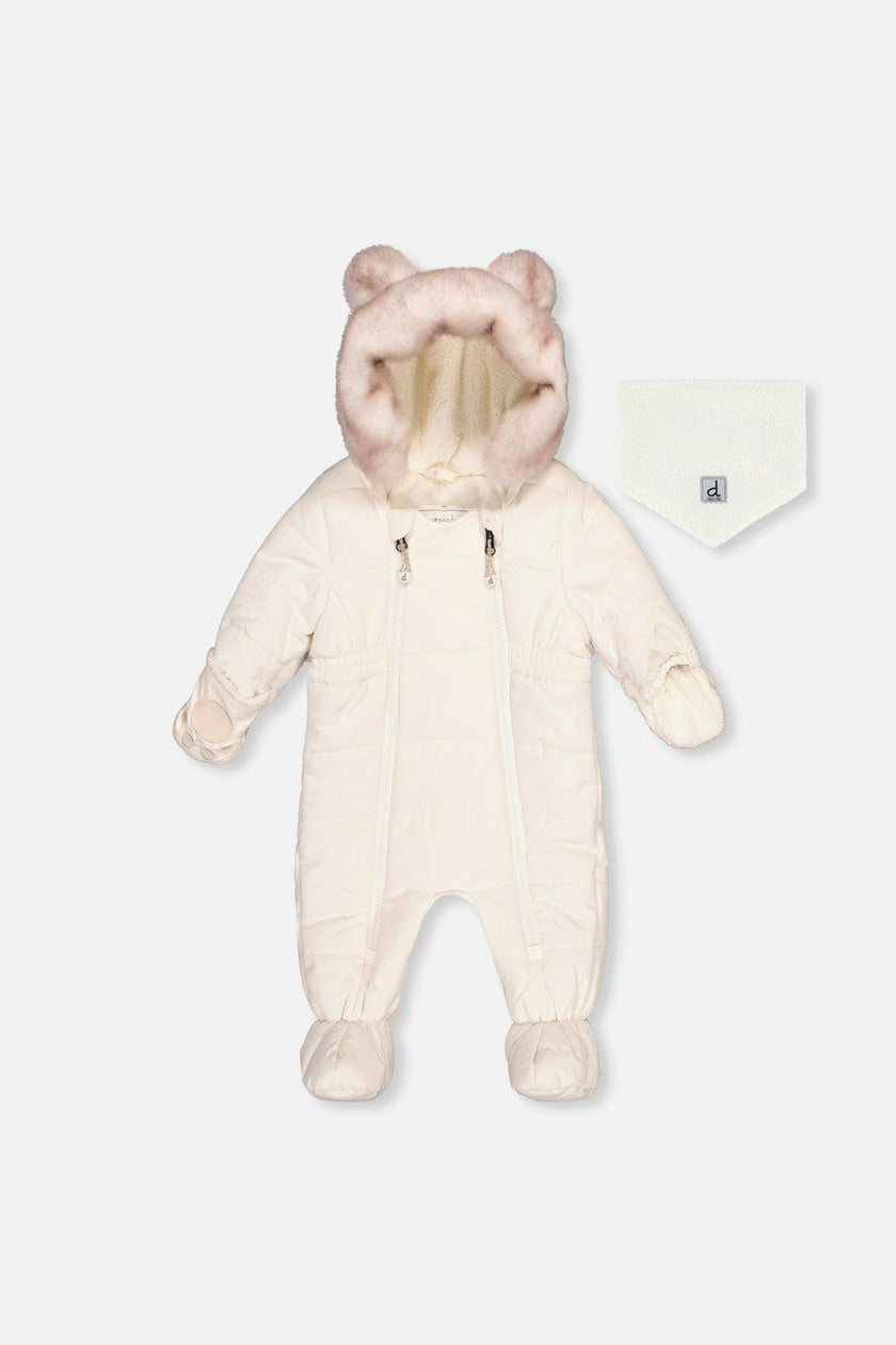 Baby One Piece Snowsuit For Car Seats Off White
