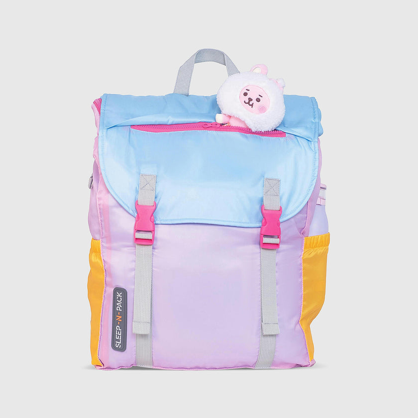 Sleep-N-Pack™ – Big Kid Size | Color Block Camp Collection: Pink Smile Face