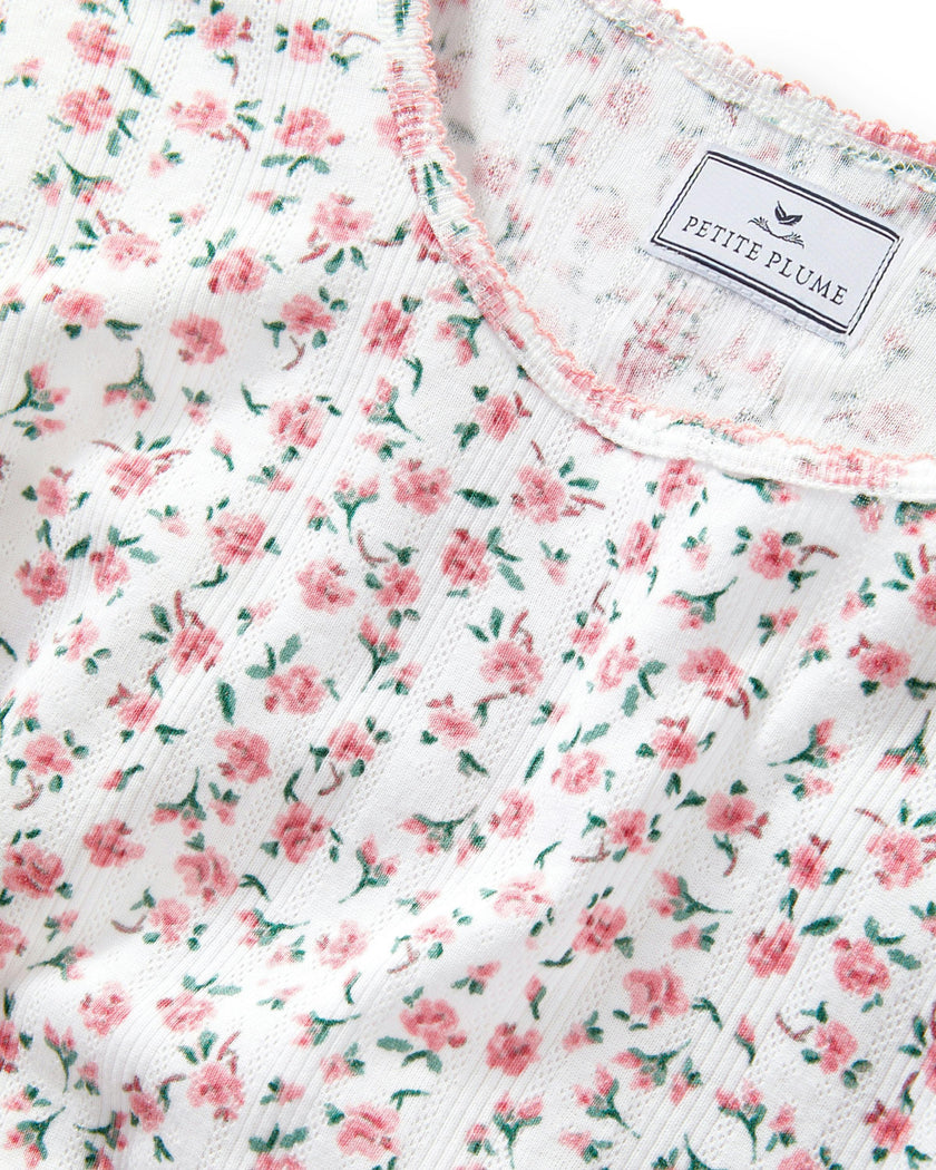 Women's Pointelle T-Shirt in Pink Floral
