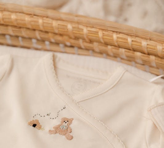 Pima Embroidered Pajama Set in Honey Bear