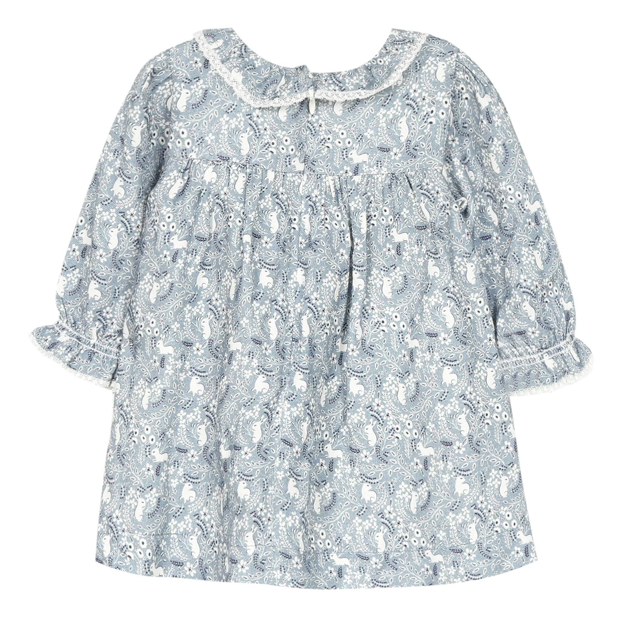 Navy dress with Wonderland rabbit print