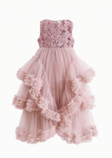 Pink Sequin & Cascading Tulle Gown
