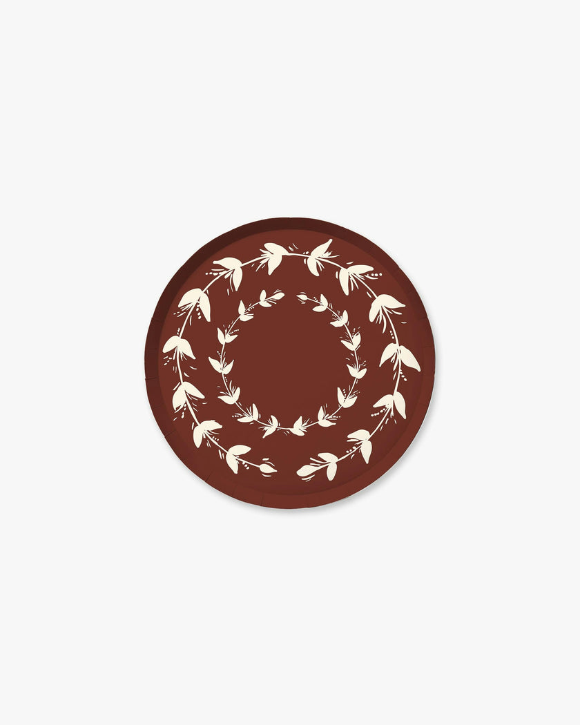 Verde Vines Hors d’Oeuvres Plate Set in Mahogany/Ivory