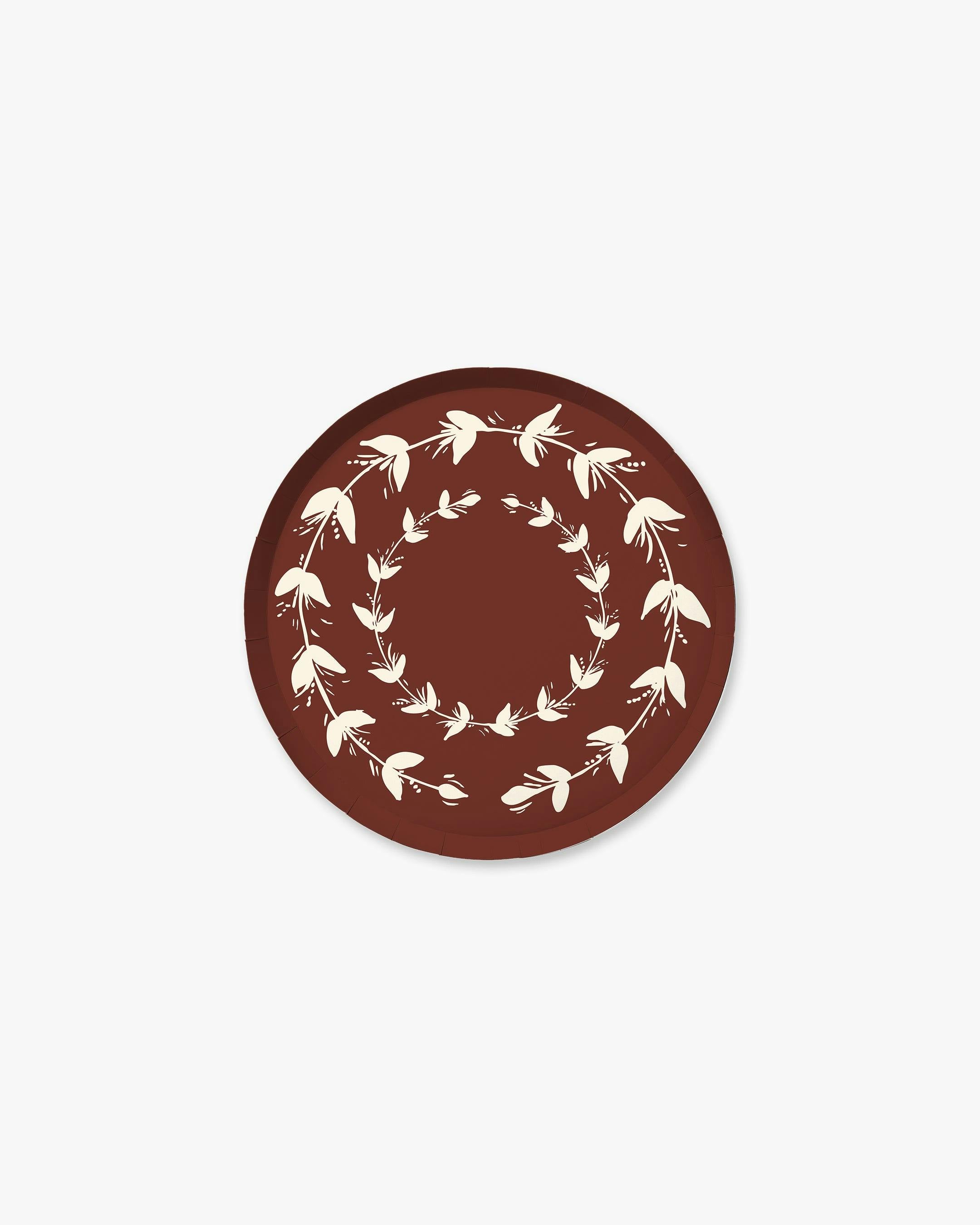 Verde Vines Hors d’Oeuvres Plate Set in Mahogany/Ivory