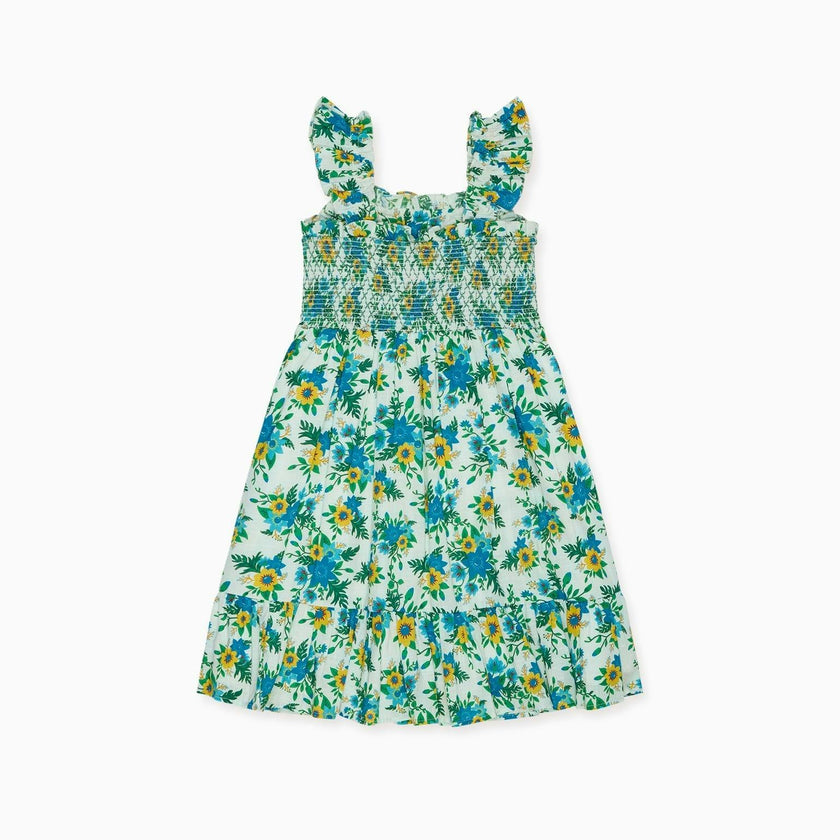 Green Floral Georgia Girl Hand-Smocked Dress