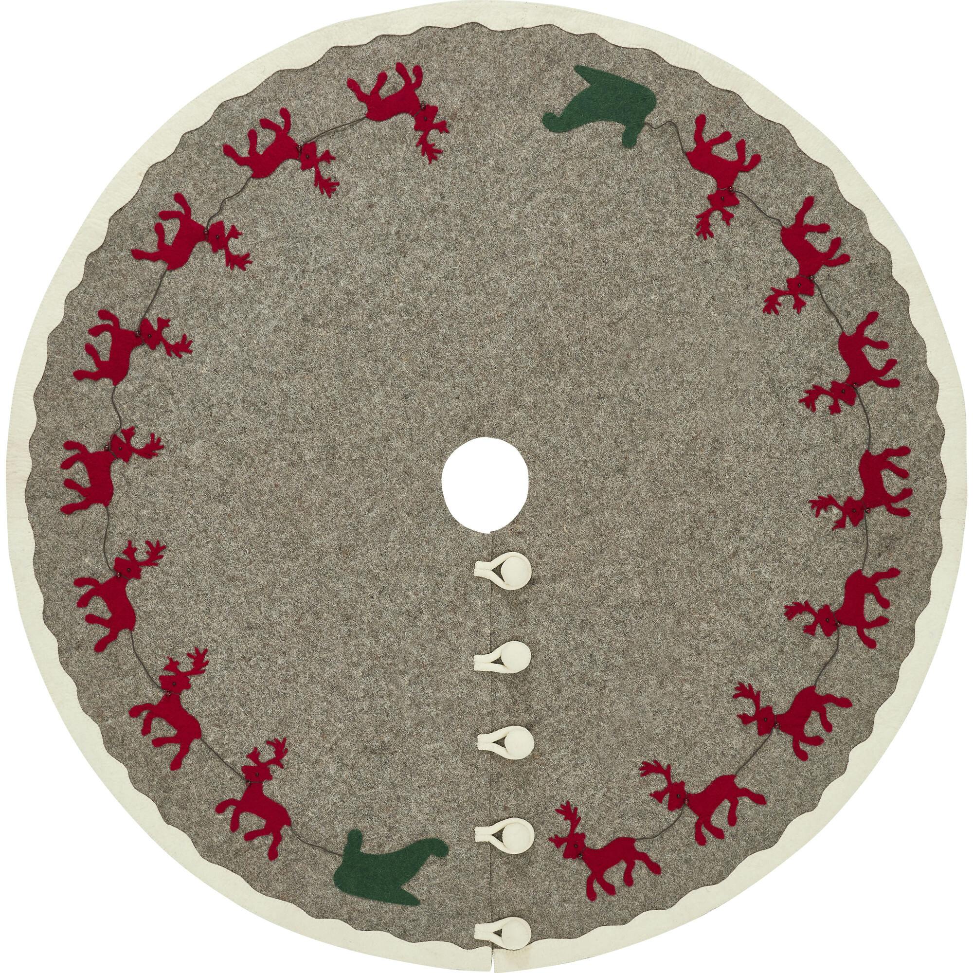 Hand Felted Wool & Sleigh Tree Skirt - Christmas Eve Scene