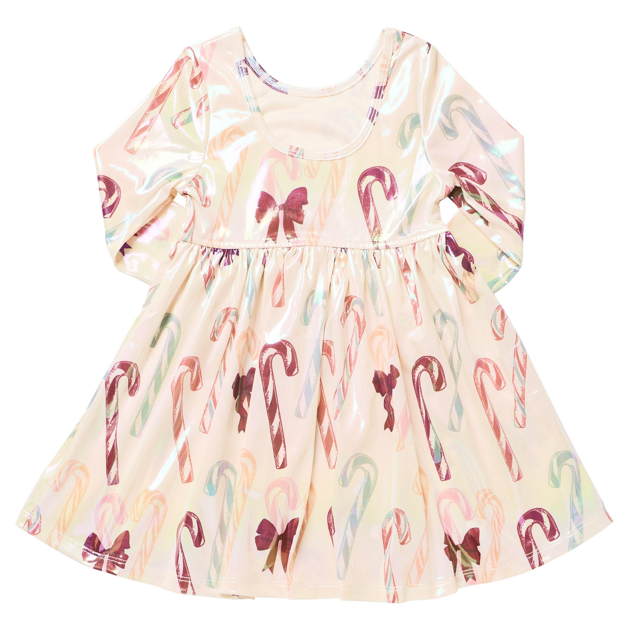 Girls Lame Steph Dress - Antique Candy Canes