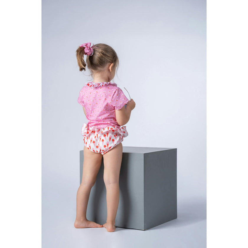 Ice Cream Print Vichy Bikini Bottom, Multi