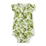 Island Leaf Cotton Stretch Ruffle One Piece