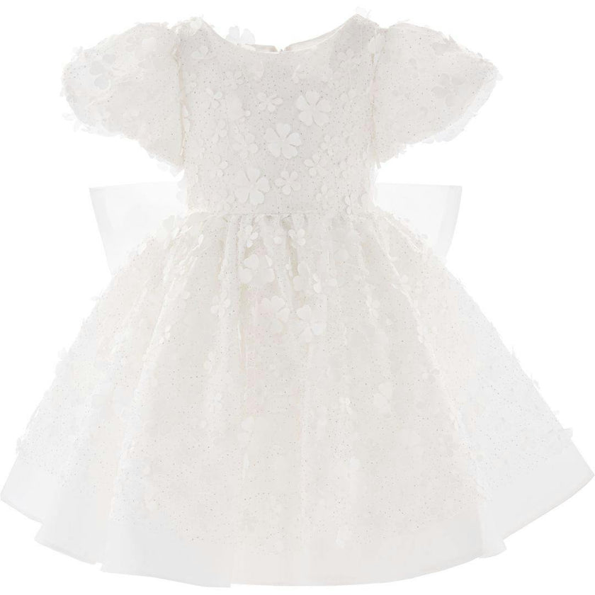 White Moneta Floral Bow Dress