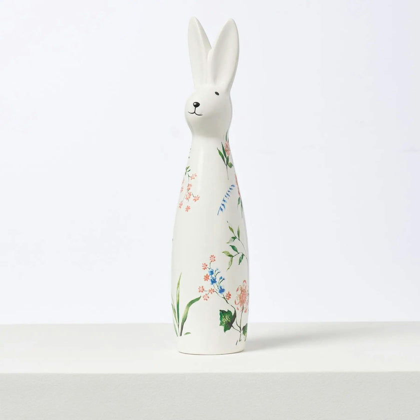 Ivory & Pink Ceramic Bunny Rabbit Figurine Easter Tabletop Home Decor