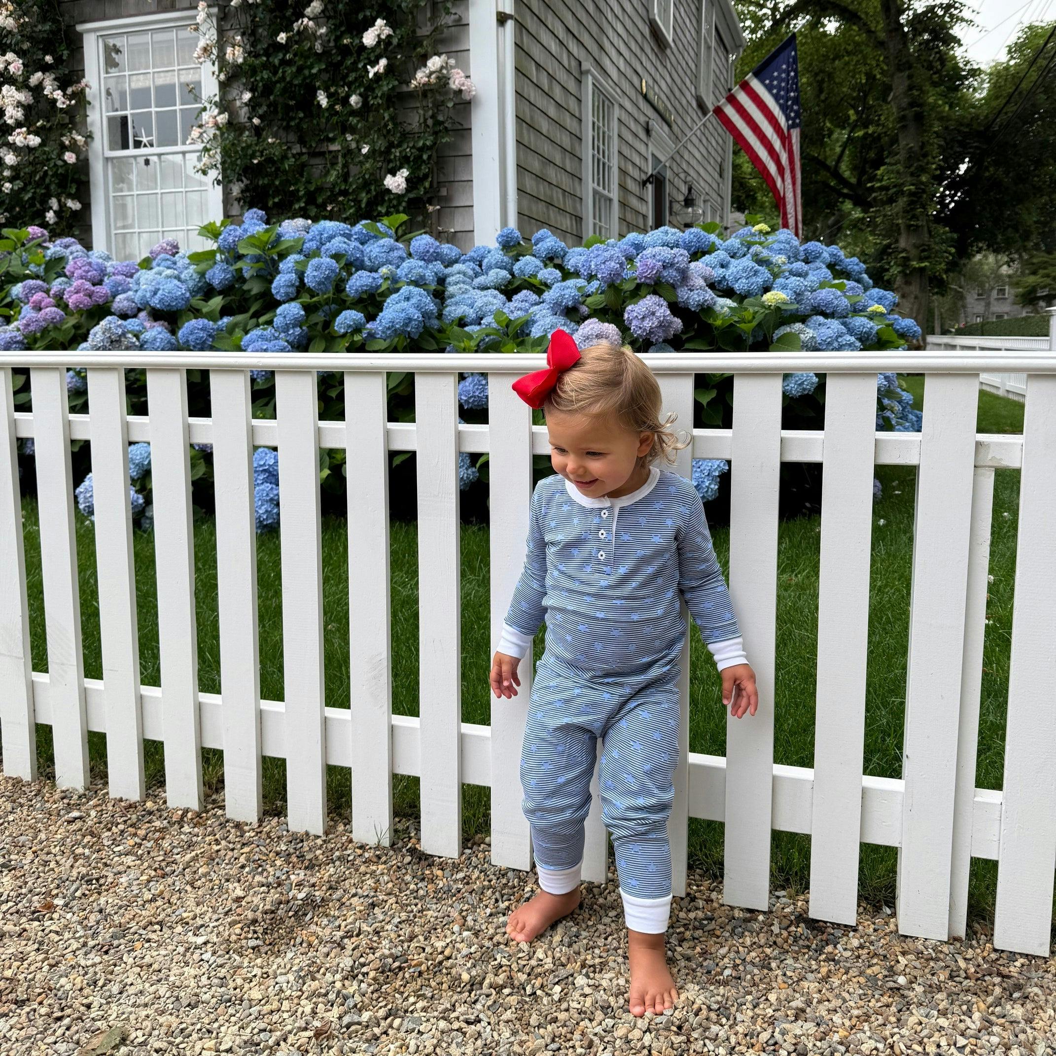 Stars & Stripes Kids Two Piece Henley Pajama Set
