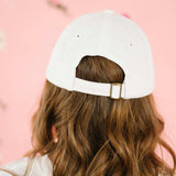 Sky Blue Floral Bow Patch Baseball Hat - White