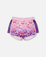 Athletic Shorts In Recycled Polyester Mauve Floral Gradient