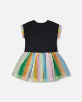 Organic Cotton And Mesh Dress Black