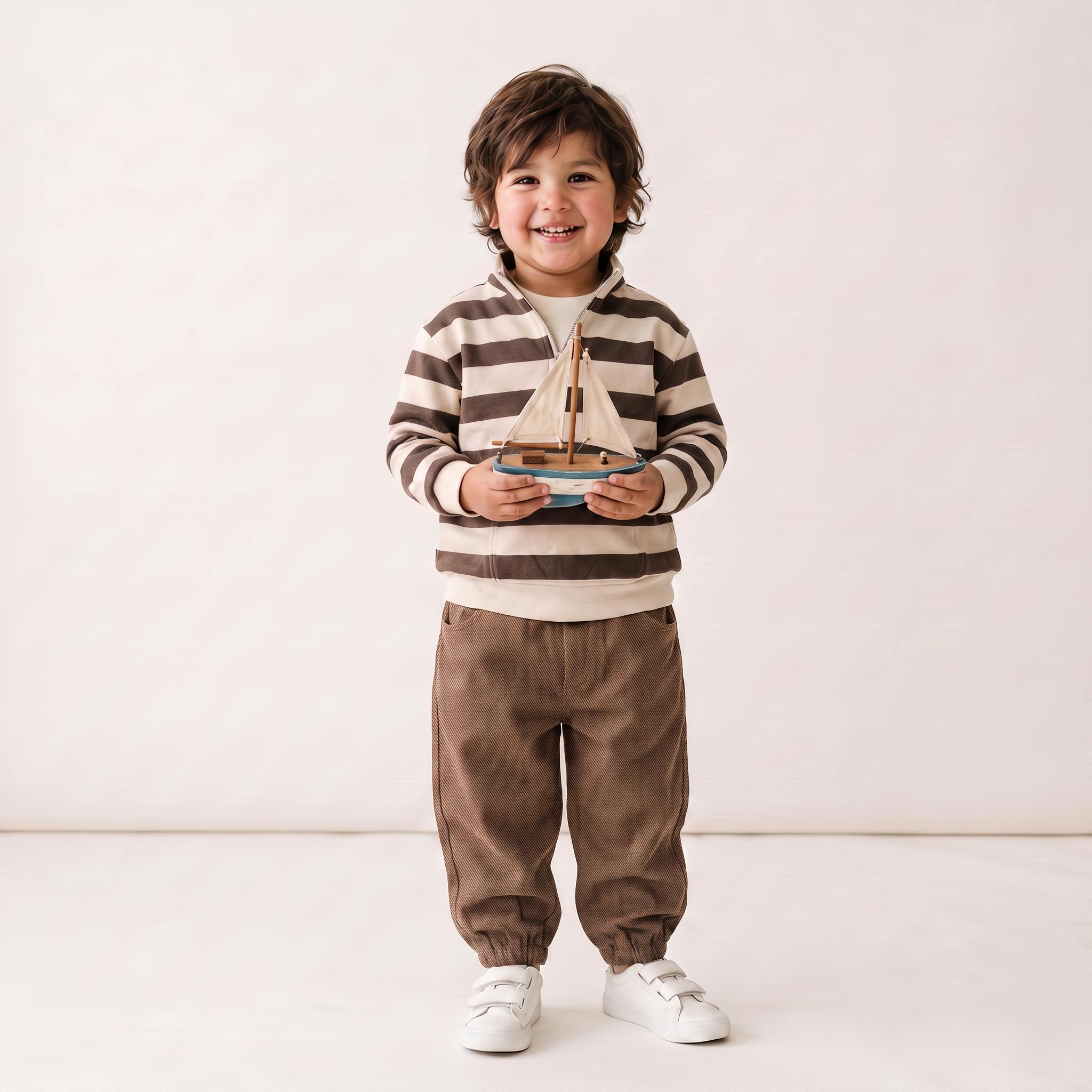 Organic Twill Joggers Pants - Brown