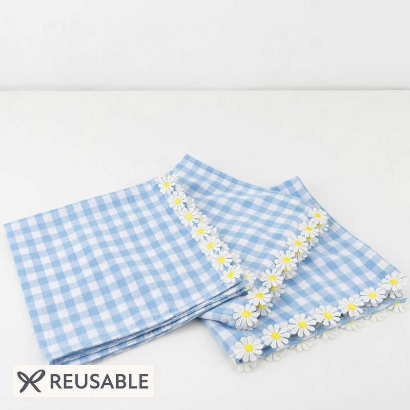 Daisy Edge Gingham Fabric Napkins