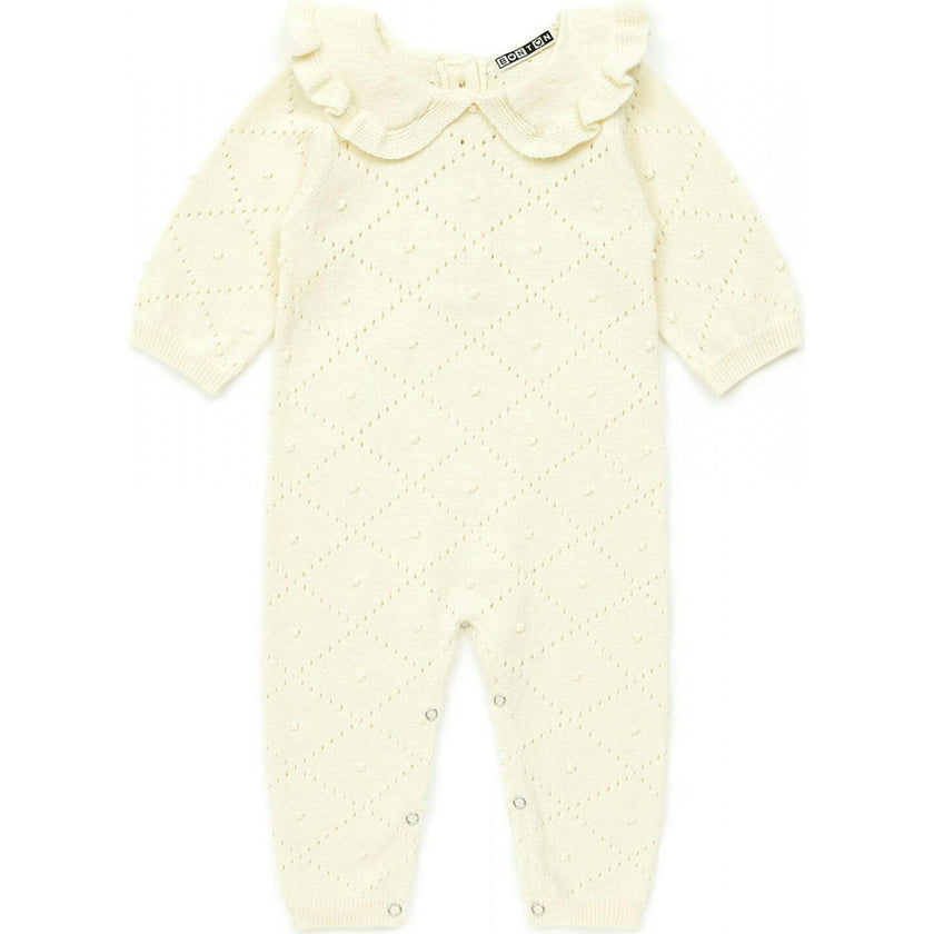 BONTON Ruffle Collar Knit Jumpsuit