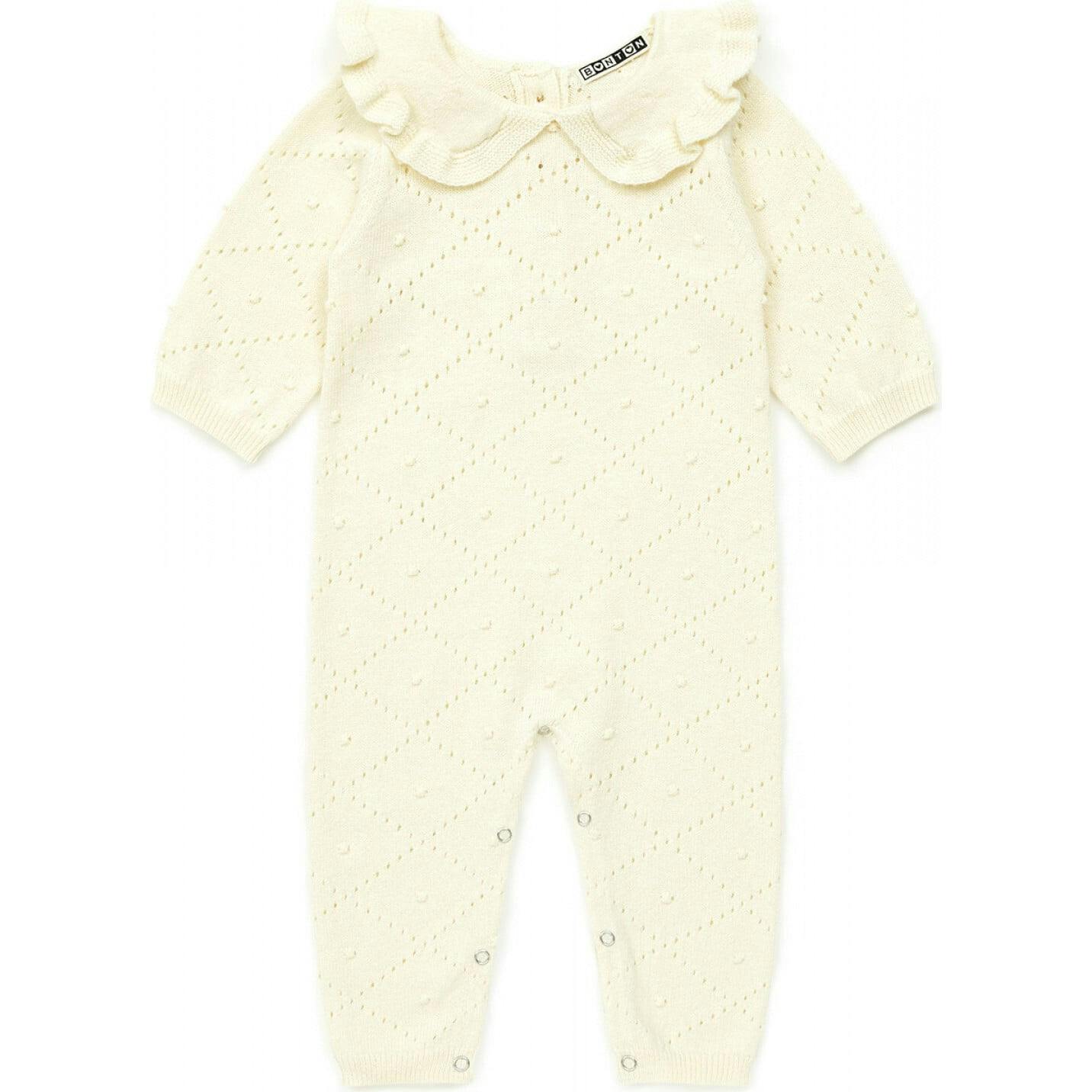 BONTON Ruffle Collar Knit Jumpsuit