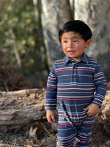 KINGSTON Chambray Multi Stripe Polo Romper