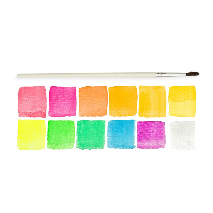 Chroma Blends Watercolor Paint Set - Neon - 12 Colors 1 Brush