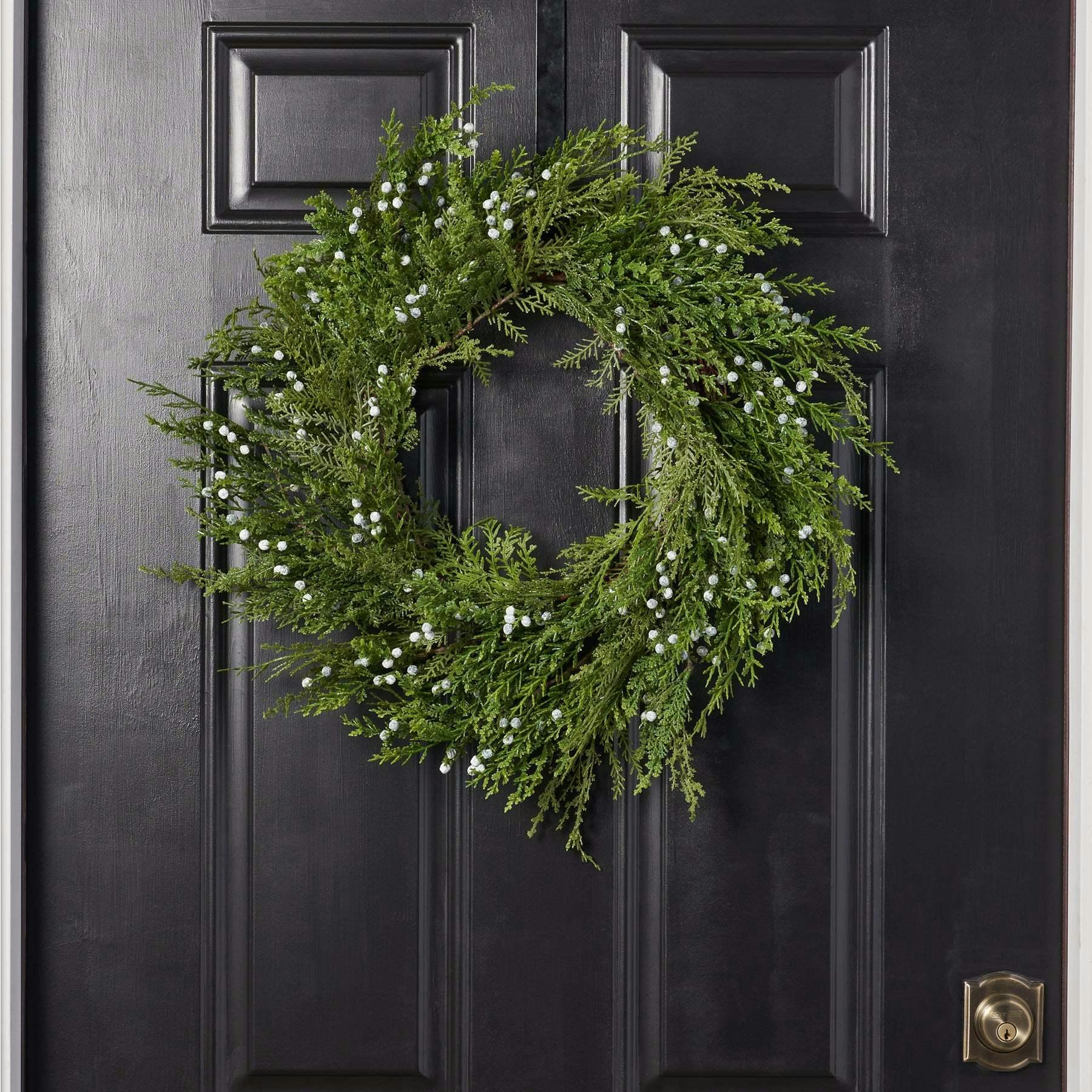 Seeding Winter Juniper Berry Greenery Classic Holiday Front Door Wreath