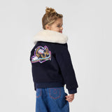Navy Faux Fur Collar Jacket