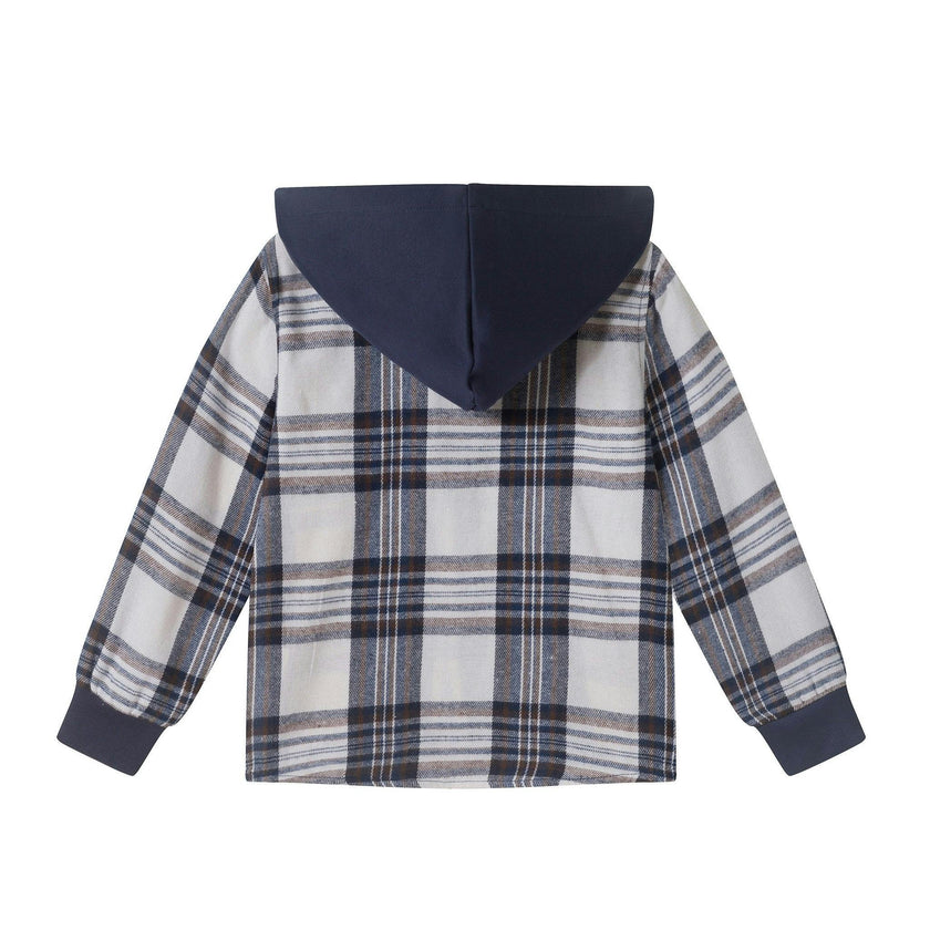 Hooded Plaid Shacket | UFO Patch