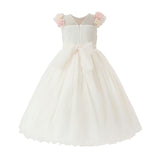 White Silvera Dress with Pink Petal Trim