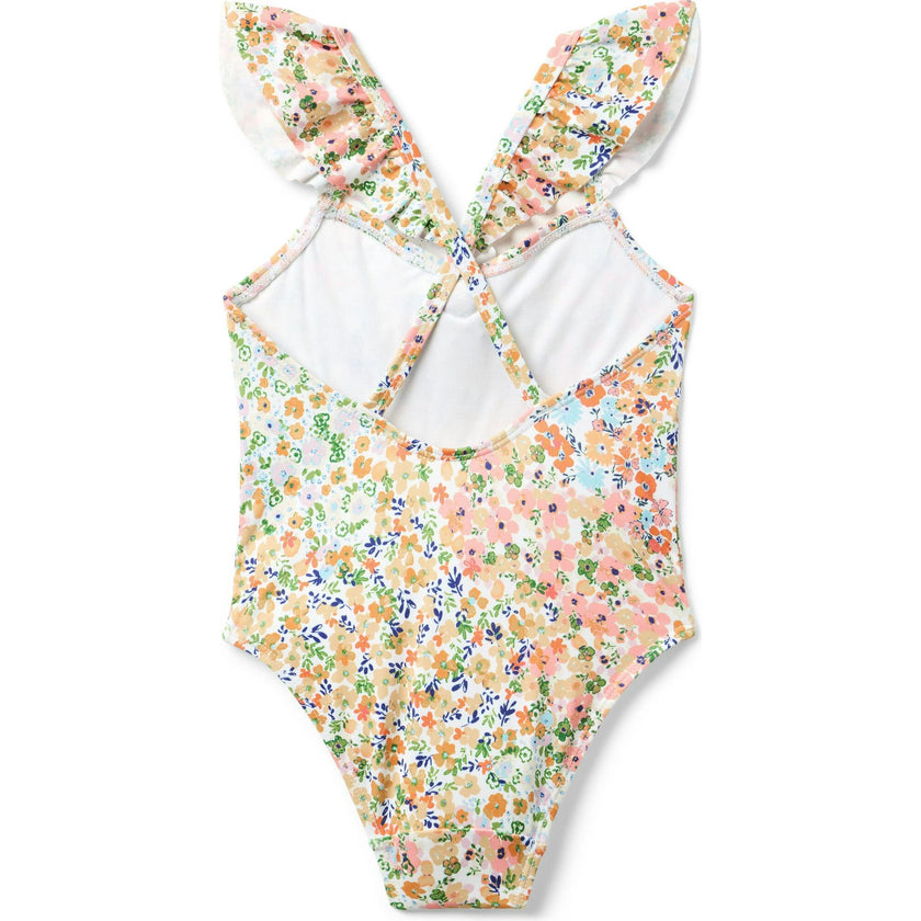 Recycled Floral Ruffle Rosette Swimsuit, Multi