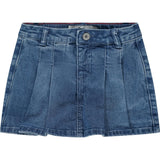 Pleated Denim Skort