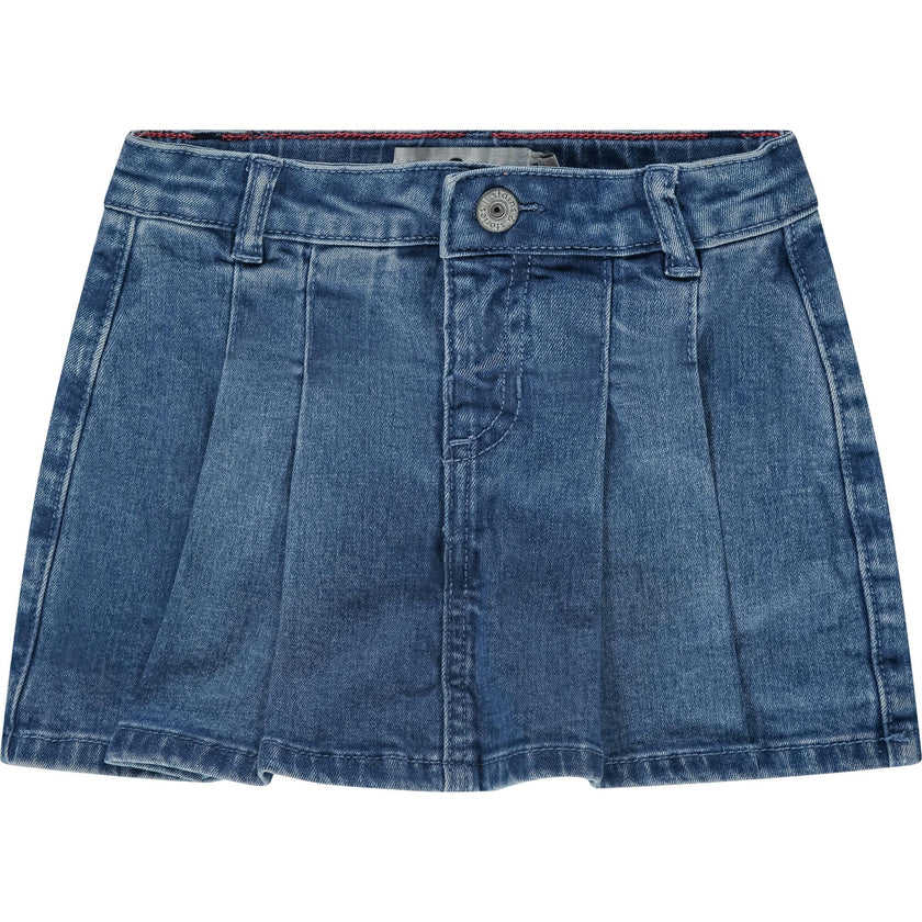 Pleated Denim Skort