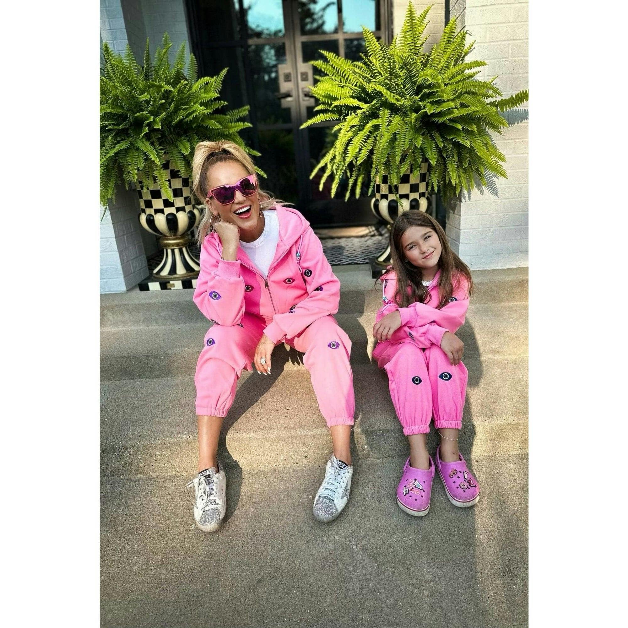 Women's Evil Eye Hoodie Set Pink