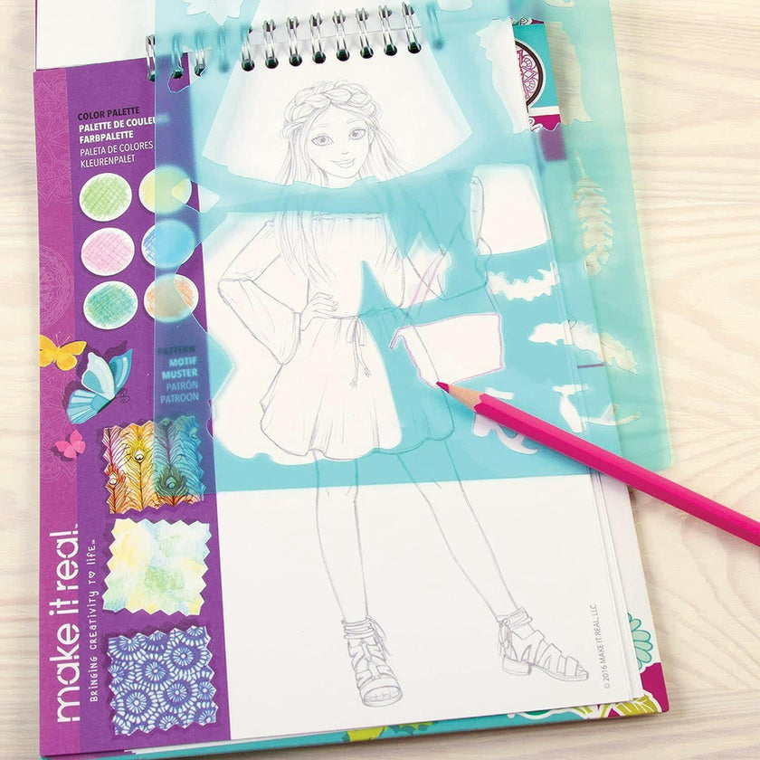 Fashion Design Sketchbook: Blooming Creativity - Includes 90 Stickers & Stencils