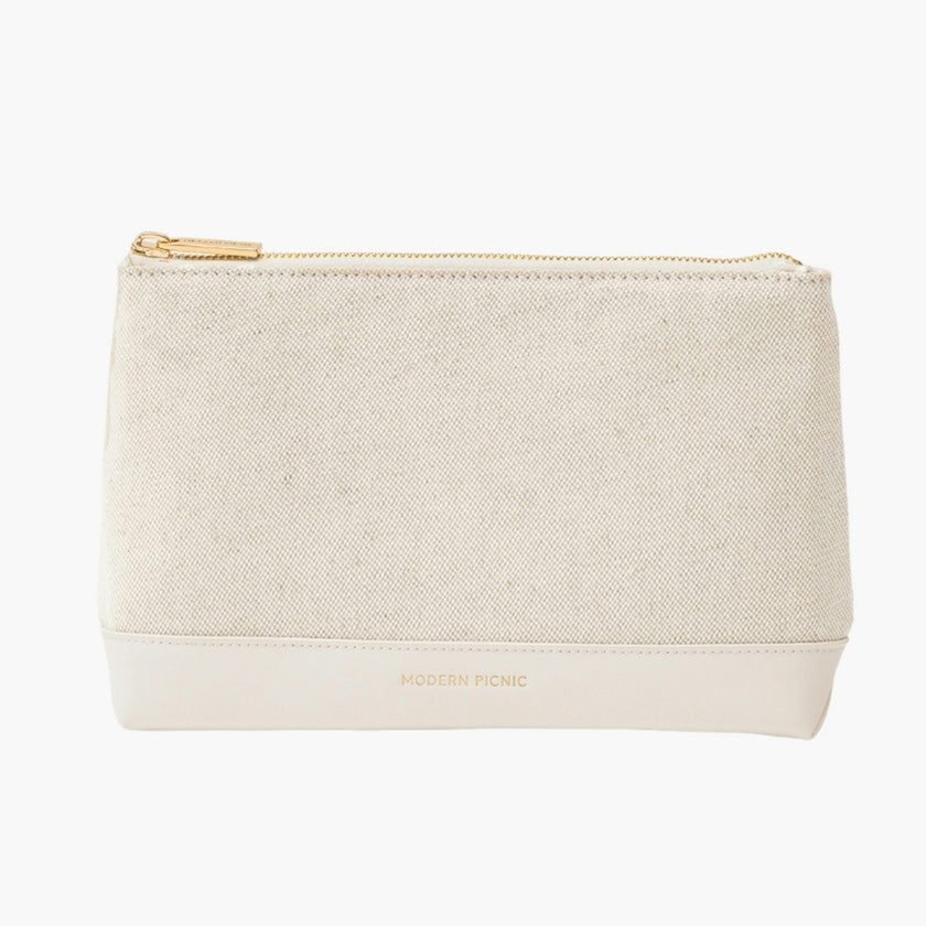 Insulated Small Snack Pouch, White Canvas